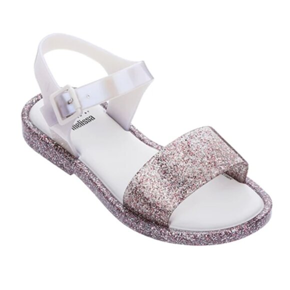 MINI MELISSA Mel Mar Pastel Pink Glitter Jelly Sandals - Girl's Size 9 - Picture 1 of 11
